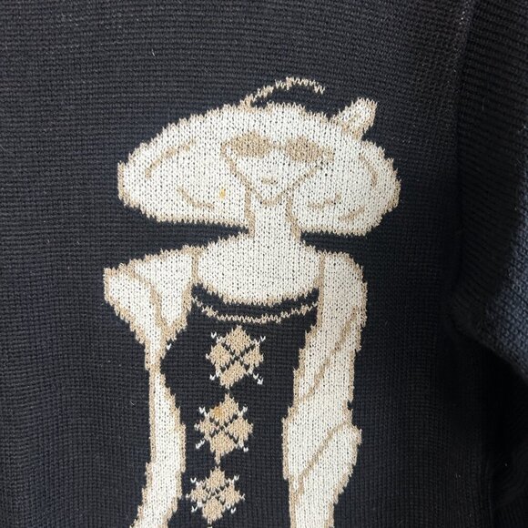 Vintage Funky Sweater Woman with Hat Sunglasses Black Taupe - Picture 7 of 9